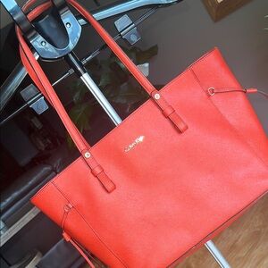 Calvin Klein Orange Tote Bag